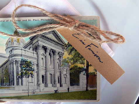 vintage postcard wedding place cards